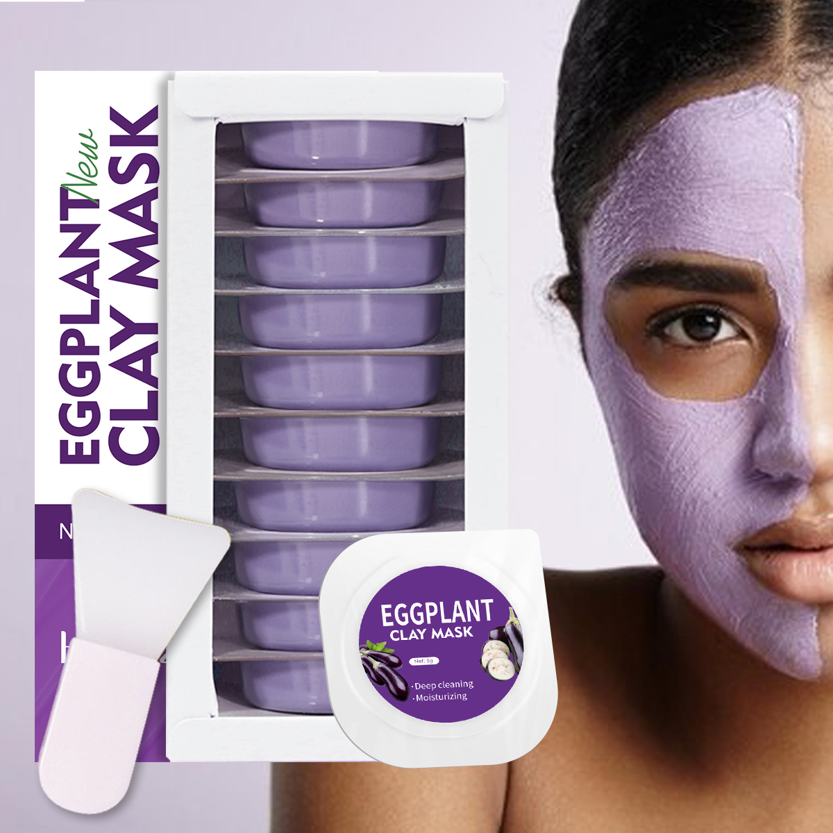 5g/0.17oz*10 Eggplant clay mud - огляд і ціна Bentonite Clay Mask