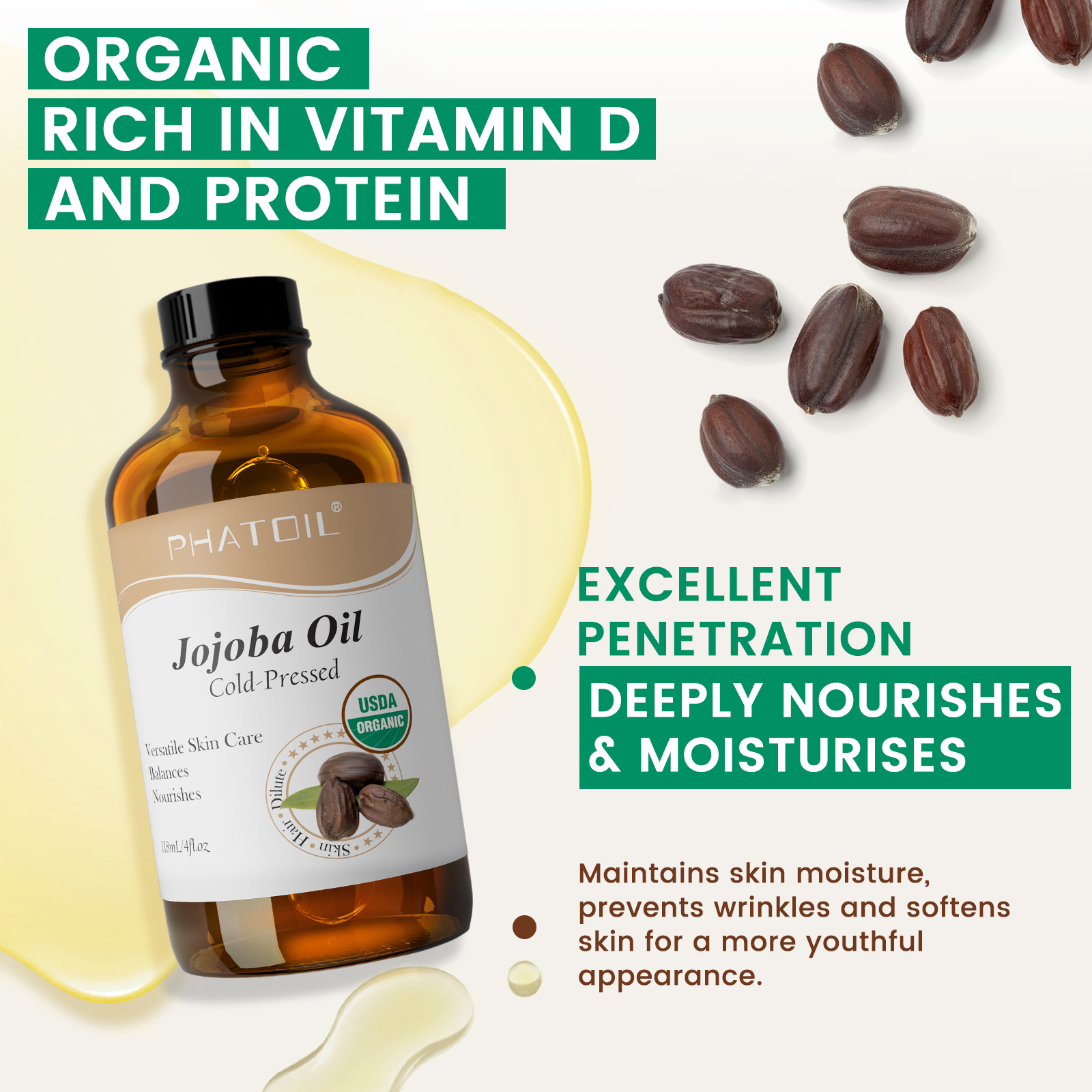 PHATOIL 118ml Organic Jojoba O - огляд і ціна Face Oil Rosehip