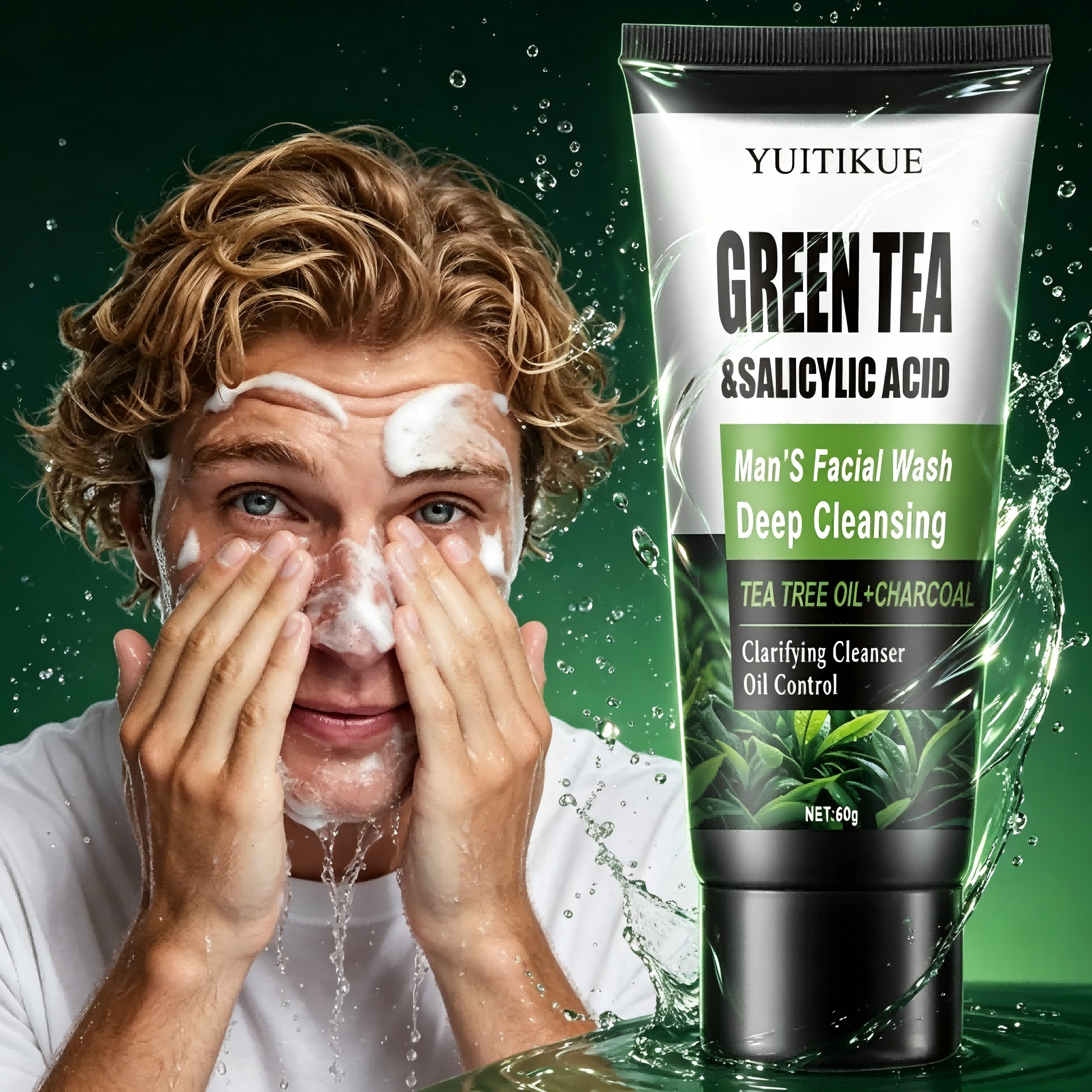 YUITIKUE Men's Facial Wash 60g - огляд і ціна Salicylic Acid Cleanser