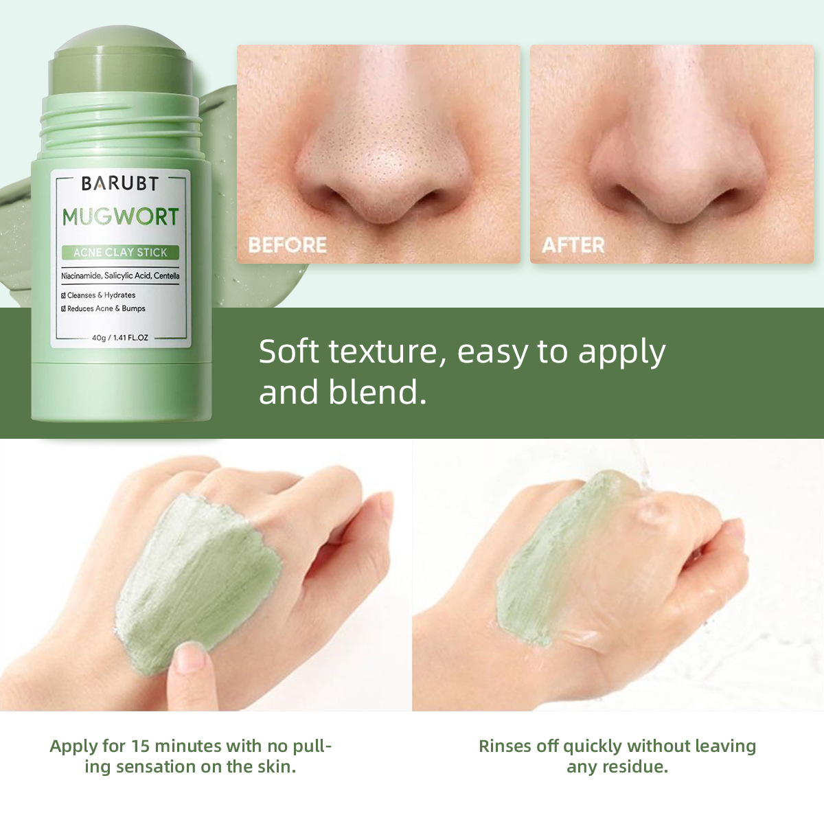 Remove Blackhead Acne Mugwort  - огляд і ціна Bentonite Clay Mask