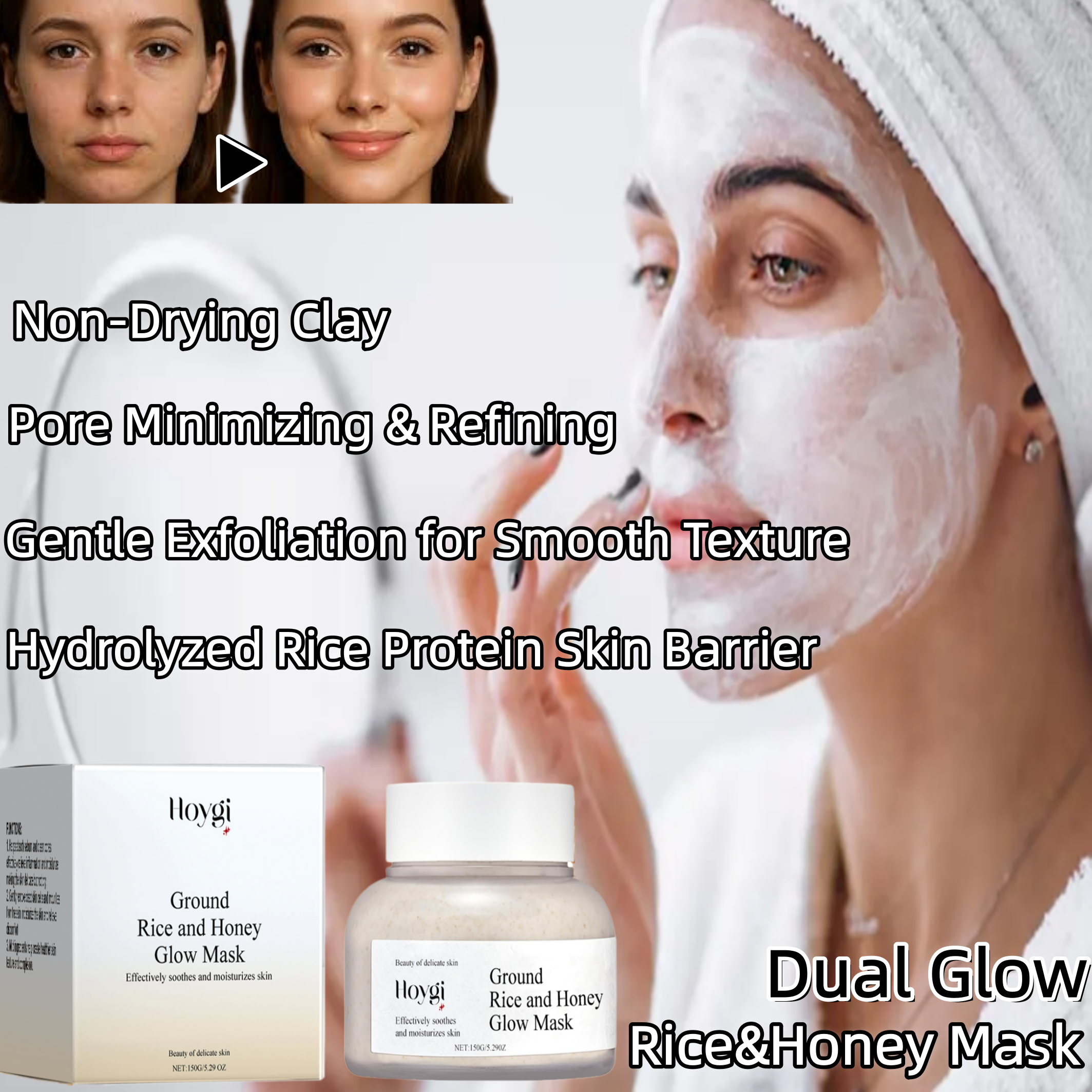 Rice&Honey Moisturizing&Bright - огляд і ціна Bentonite Clay Mask